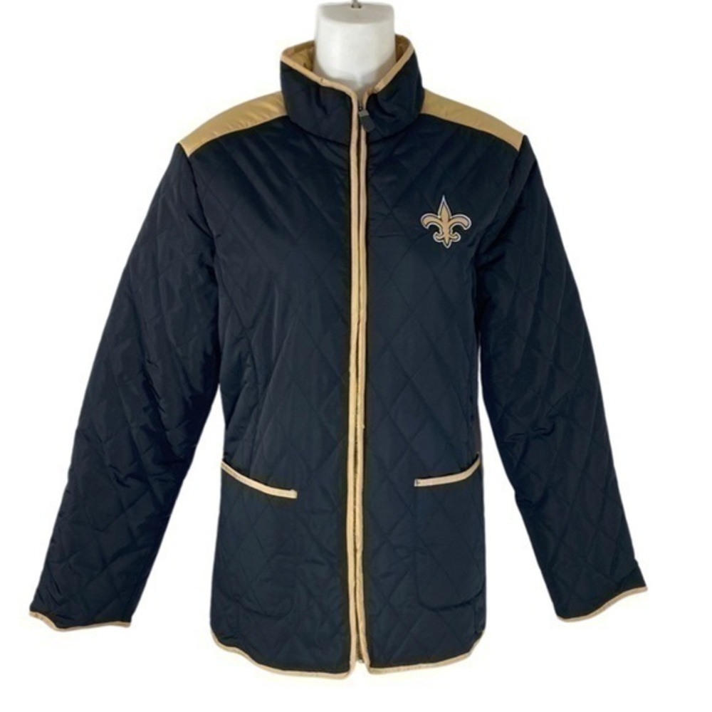 NFL Team Apparel Saints New Orleans Black and Gold Quilted filled zipper jacket